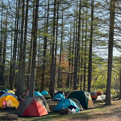 小梨平キャンプ場は、たくさんのテントでいっぱい。快適。